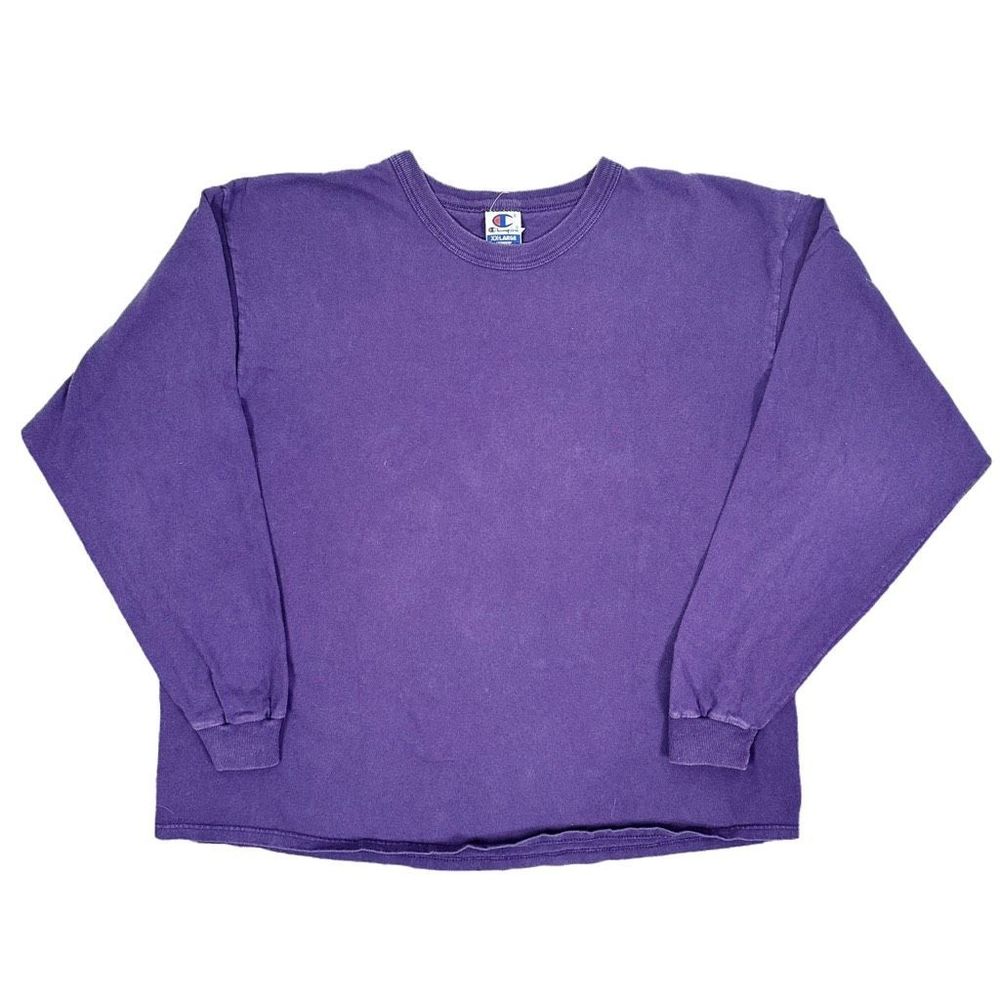 Vintage Champion Authentic Apparel Purple Blank Crew Neck Long Sleeve Tee - XXL